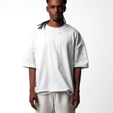 Inside Out Distressed Tee White