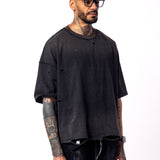Inside Out Distressed Tee Black