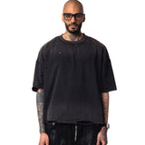 Inside Out Distressed Tee Black