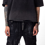 Inside Out Distressed Tee Black