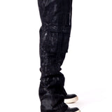 Black Brushed Cargo Denim