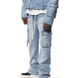 Blue Splatter Cargo Denim