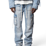 Blue Splatter Cargo Denim