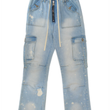 Blue Splatter Cargo Denim