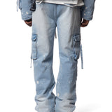 Blue Splatter Cargo Denim
