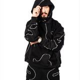 Black Patchwork Hoodie