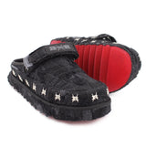 Black Boro Denim Mule