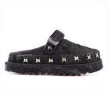 Black Boro Denim Mule