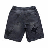 REDRUM Distressed Logo Jorts, black, back