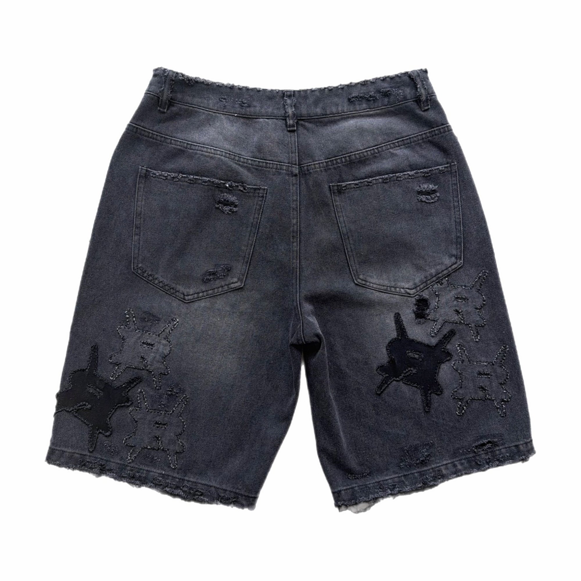 REDRUM Distressed Logo Jorts, black, back