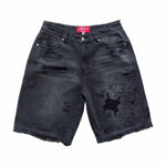 REDRUM Distressed Logo Jorts, black, front