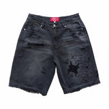 REDRUM Distressed Logo Jorts, black, front
